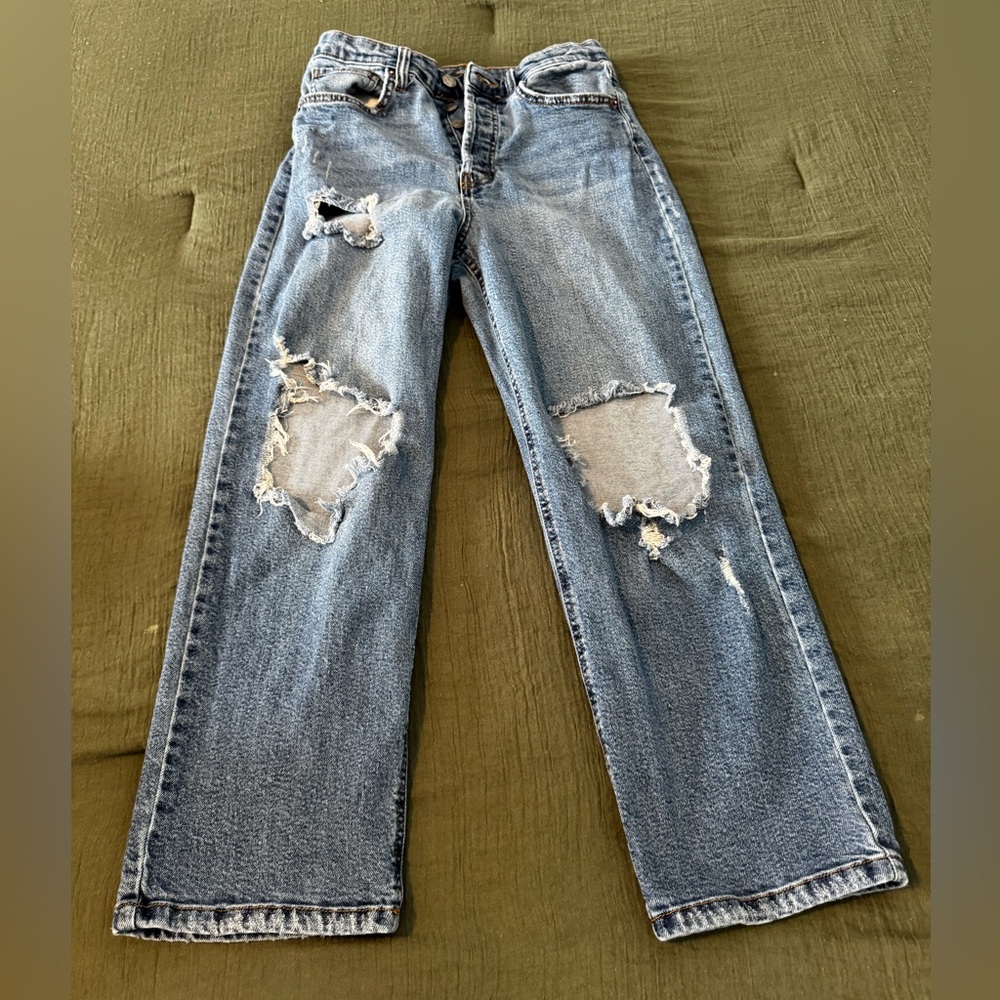 Wild Fable Light Blue Distressed Highest Rise Straight Leg Jeans